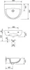 Technical drawing with dimensions of a sink. Podgląd zdjęcia produktu