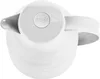 A top-down view of a white insulated carafe with a white lid and handle. Voir les images du produit