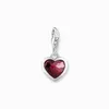 Ciondolo con pietrina rossa a forma di cuore in argento Anteprima dell’immagine prodotto 1