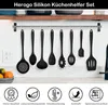 set di 8 utensili da cucina in silicone nero - Resistente Anteprima dell’immagine prodotto 2