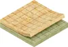 Two layers of insulation material, one brown and one green, are shown in a stacked isometric view against a white background. Voir les images du produit