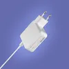 A white power adapter with a white cable is shown against a light purple background. Podgląd zdjęcia produktu