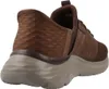 A rear view of a brown Skechers slip-on sneaker. Produktbild-Vorschau
