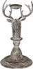 Clayre & Eef Kerzenständer Hirsch 17x14x30 cm Grau Metall Produktbild-Vorschau 3