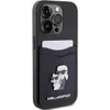 A black iPhone case with a card slot and a Karl Lagerfeld and Choupette graphic. Produktbild-Vorschau