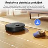 A robot vacuum cleaner navigates around a slipper on a wooden floor, with a graphic indicating obstacle detection. Náhľad obrázku produktu