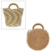 Two straw bags with wooden handles are displayed against a white background. Produktbild-Vorschau