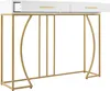 A white and gold console table with two drawers is shown against a white background. Anteprima dell’immagine prodotto
