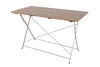 A rectangular wooden table with a metal folding frame, shown against a white background. Produktbild-Vorschau
