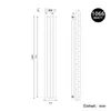 Technical drawing of a vertical panel radiator with dimensions and power output. Podgląd zdjęcia produktu