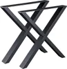 A pair of black metal table legs with an X-shaped design. Voir les images du produit