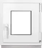 A white window frame with a blank white glass pane. Produktbild-Vorschau