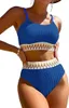 Push-up bikiny Dámský set žebrovaných plavek s vysokým Náhled obrázku produktu 3