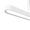 A close-up, angled view of a modern white pendant light fixture against a white background. Podgląd zdjęcia produktu