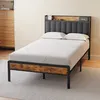 A bed with a headboard and storage shelf in a bedroom setting. Voir les images du produit
