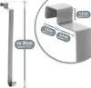 A diagram showing the dimensions of a metal door hook, with callouts for length and width measurements. Produktbild-Vorschau