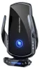 A black wireless car charger with a blue illuminated logo and text. Produktbild-Vorschau