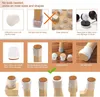 A collage of images demonstrating furniture leg protectors, showing their use, benefits, and comparisons to other types of protectors. Produktbild-Vorschau