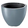 A light gray planter pot with a silver rim and a black insert, shown from a slightly elevated front-facing angle against a white background. Produktbild-Vorschau