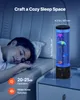 A child sleeping in bed next to a jellyfish lava lamp. Voir les images du produit