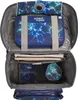 An open school backpack with various compartments and items inside, including notebooks and pencil cases. Náhľad obrázku produktu