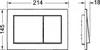 Technical drawing with dimensions of a toilet flush plate. Náhľad obrázku produktu