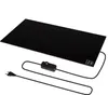 A black rectangular heating plate with a power cord and dimmer switch, presented on a white background. Produktbild-Vorschau