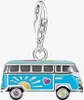 A silver charm of a blue camper van with colorful decorations. Náhled obrázku produktu
