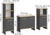 Three bathroom cabinets with dimensions shown. Náhled obrázku produktu