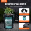 A hydroponic system with a plant growing in a bucket, surrounded by marketing graphics and text. Produktbild-Vorschau