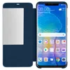 A dark blue flip cover case for a Huawei Mate 20 Pro is shown open, revealing the phone's screen. Anteprima dell’immagine prodotto