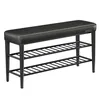 A black shoe bench with two shelves, shown against a white background. Náhled obrázku produktu