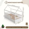 Crazy Pine Letto a Casetta Bianco con Cassetto 100x190 cm – Anteprima dell’immagine prodotto 3