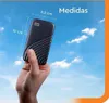 A hand holds a black external hard drive against a blue sky with clouds. Produktbild-Vorschau