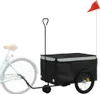 vidaXL Fahrradanhänger Schwarz und Grau 30 kg Eisen Produktbild-Vorschau 3