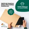 Hands holding a brown cardboard envelope with a black item being inserted. Produktbild-Vorschau