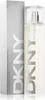 A product shot of a DKNY Women Energizing perfume bottle and its packaging. Podgląd zdjęcia produktu
