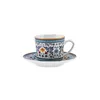 A coffee cup and saucer with intricate blue and gold patterns. Produktbild-Vorschau