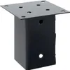 A black metal post base is shown against a white background. Produktbild-Vorschau