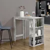 A bar table with shelves in a kitchen setting, featuring wine bottles and glasses. Náhled obrázku produktu