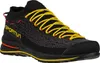 Schwarze Zustiegsschuhe "TX2 Evo" von La Sportiva mit gelben Schnürsenkeln und rutschfester Sohle. Produktbild-Vorschau