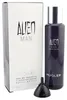 Mugler Alien Man Refill-Flasche in tiefem Lila mit glänzendem Silberverschluss, schwarzer Nachfülltrichter und rechteckige Verpackung in Weiß. Produktbild-Vorschau