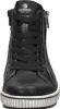 A close-up, front-facing view of a black high-top sneaker. Voir les images du produit