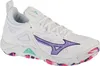 A single white volleyball shoe with purple and pink accents is shown from a side-diagonal angle against a white background. Anteprima dell’immagine prodotto