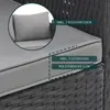 A close-up view of outdoor furniture cushions and the rattan weave of the furniture frame. Produktbild-Vorschau