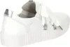 A side view of a white sneaker with white laces tied in a bow. Produktbild-Vorschau