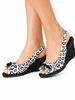 017742 Damen Sandalen mit Keilabsatz Schwarz/Weiß Gr. 38 – Produktbild-Vorschau 2