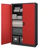 An open metal filing cabinet with red doors, filled with files and boxes. Anteprima dell’immagine prodotto