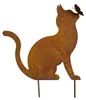 Gartendeko Gartenstecker Katze mit Schmetterling, Edelrost Produktbild-Vorschau 3