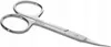 A close-up studio shot of a pair of stainless steel cuticle scissors against a white background. Náhled obrázku produktu